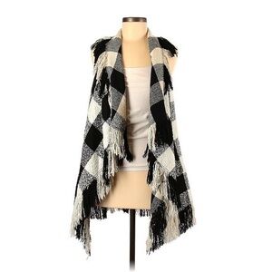 Boutique Black White Gingham Sweater Cardigan L